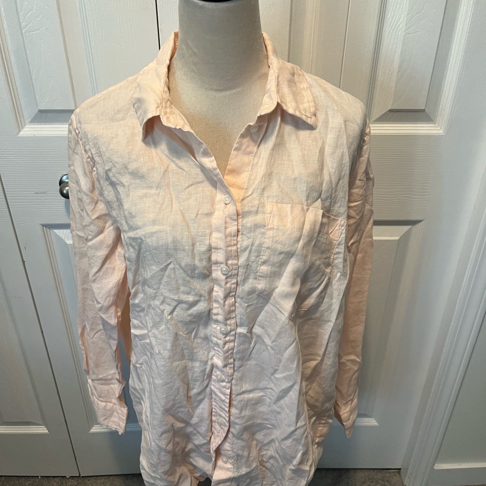 The Gap 100% Linen Light Pink Button-Up Shirt